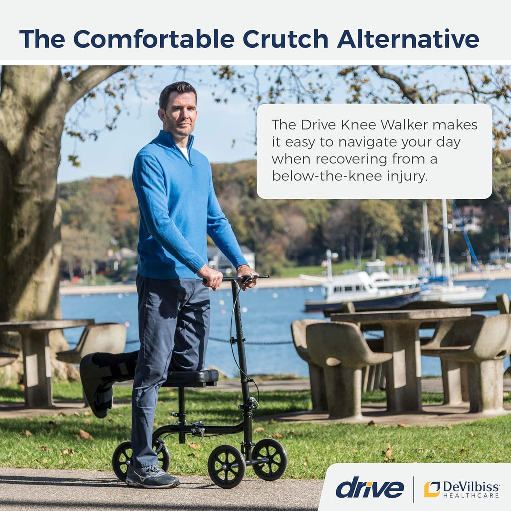 Drive Medical Steerable Folding Knee Scooter & Leg Scooter, Black