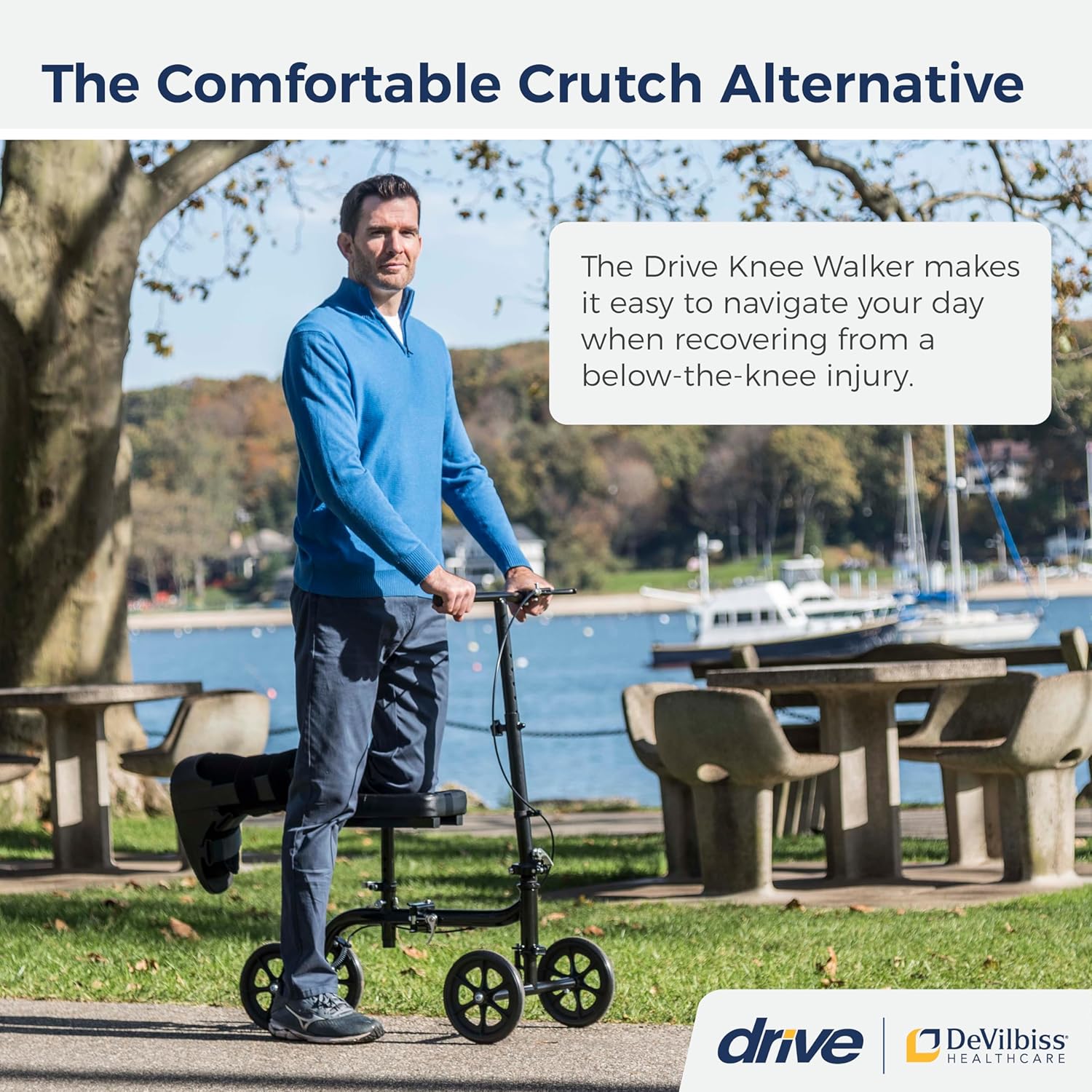 Drive Medical Steerable Folding Knee Scooter & Leg Scooter, Black