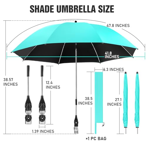 41.8" Chair Umbrella with Clamp, SPF50+, 360 ° Adjustable Umbrella for Chair, Camping Chair with Umbrella also for Beach Chair, Golf Carts(Not Include Chair)