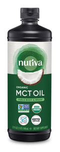 Nutiva Organic MCT Oil, Unflavored, 32 Oz, USDA Organic, Non-GMO, Non-BPA, Whole30 Approved, Vegan, Gluten-Free & Keto, 14g MCT per Serving & Neutral Flavor for Coffee, Shakes and Salads