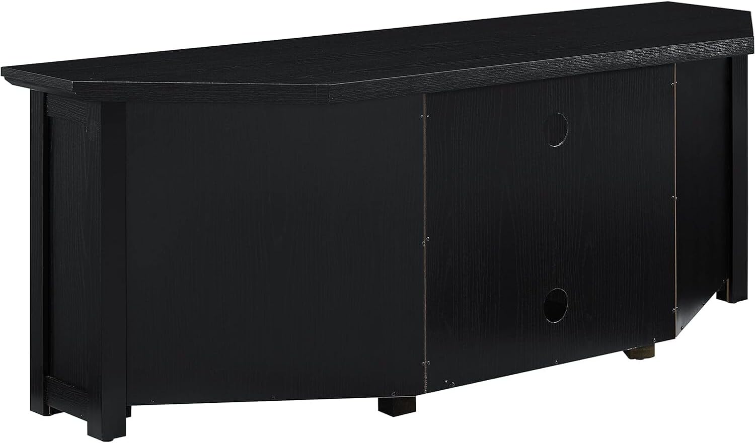 Art Deco Dreams 58-inch Corner TV Stand with Electric Fireplace, Black - 20" D x 58" W x 22" H, Freestanding, Brass Effect Finish