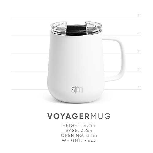 Simple Modern Travel Coffee Mug with Lid and Handle | Reusable Insulated Stainless Steel Coffee Tumbler Tea Cup | Gifts for Women Men Him Her | Voyager Collection | 12oz | Ocean Water