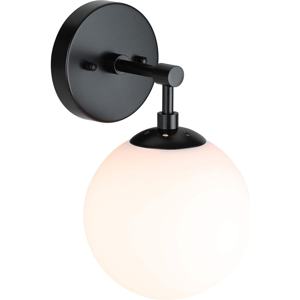 Lighting Wall Light 1 Light Vintage Wall Sconce with Globe Glass, Bathroom Vanity Light in Matte Black for Bathroom & Bedroom XB-W1211-MBK