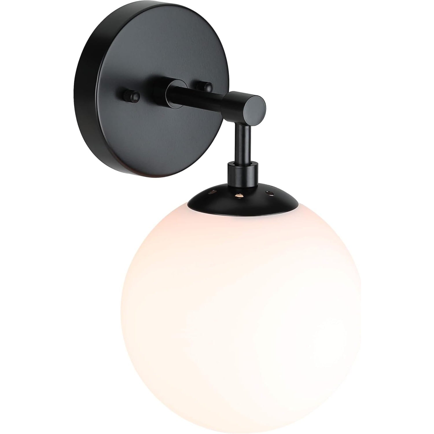 Lighting Wall Light 1 Light Vintage Wall Sconce with Globe Glass, Bathroom Vanity Light in Matte Black for Bathroom & Bedroom XB-W1211-MBK