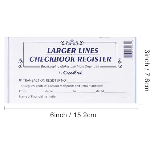 20 Pack Checkbook Register, Check Registers for Personal, Blank Ledger Transaction Registers for Personal or Business Bank, Check Register Book for Checking and Saving Account, Deposit and Credit Card