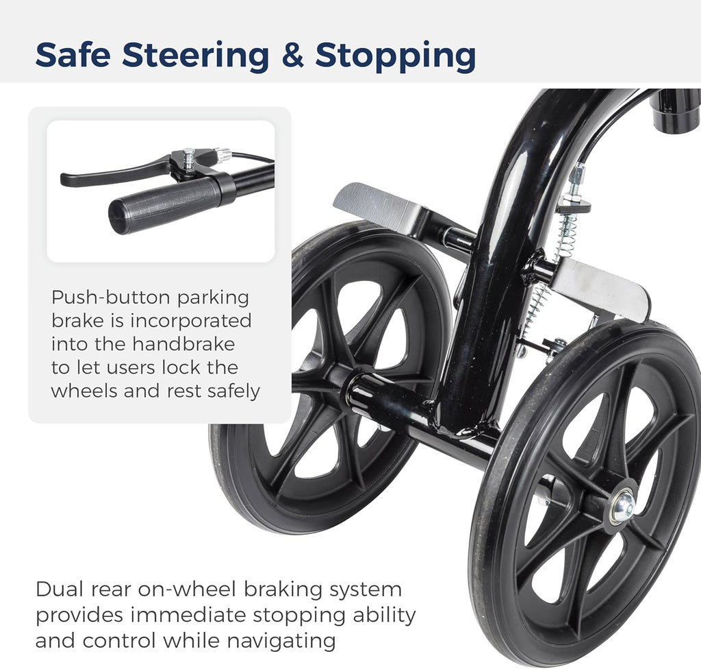 Drive Medical Steerable Folding Knee Scooter & Leg Scooter, Black