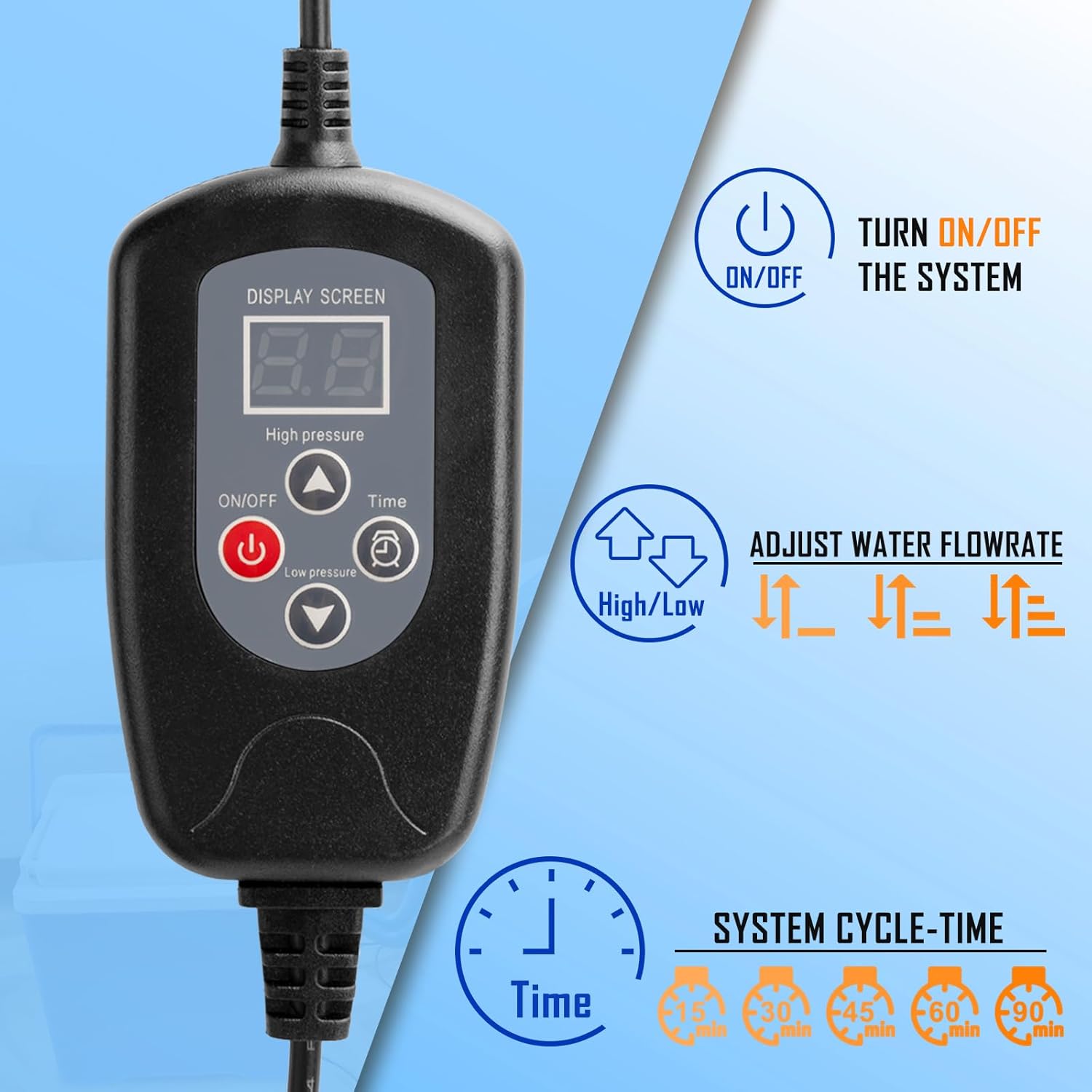 Cold Ice Machine Therapy System with Digital Timer, Knee/Joint Pad, Cooling Reservoir and Quiet Bump, for Post-Surgery and Post-Trauma Pain Relief