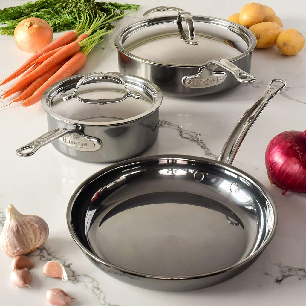 Hestan - NanoBond Collection - Titanium Stainless Steel 5-Piece Essential Cookware Set - Toxin, PFAS, & Chemical Free Clean Cookware, Induction Cooktop Compatible