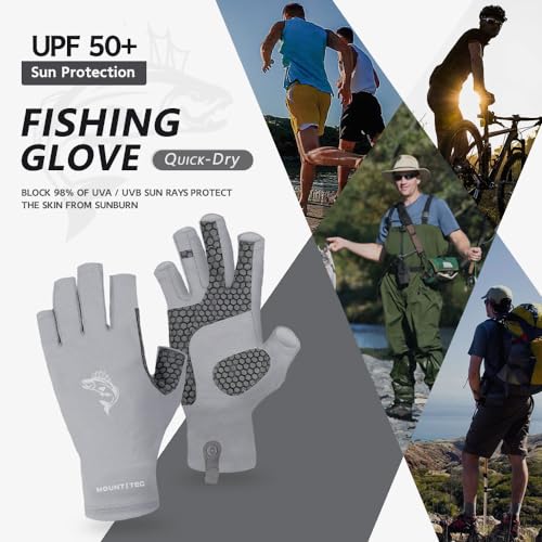 Unisex UV Protective Fingerless Gloves UPF 50+ Sun Glove for Outdoor Fishing Cycling Hiking Driving Kayaking