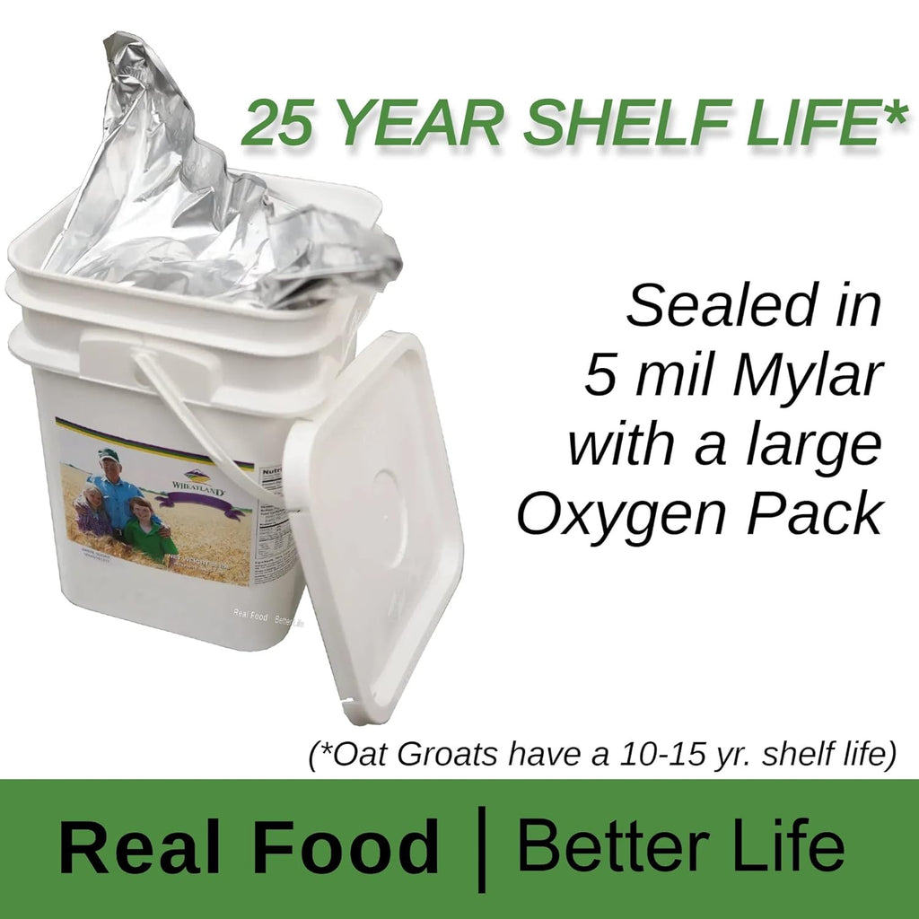 Wheatland™ Soft White Wheat Berries • 23 lbs • Delicious • Healthy Food Option • Farm Fresh • Mylar and Bucket Provide 25 Year Shelf Life • Emergency Food Storage • Non-GMO • Lab Tested Chemical-Free • Premium Baking Quality • Sproutable