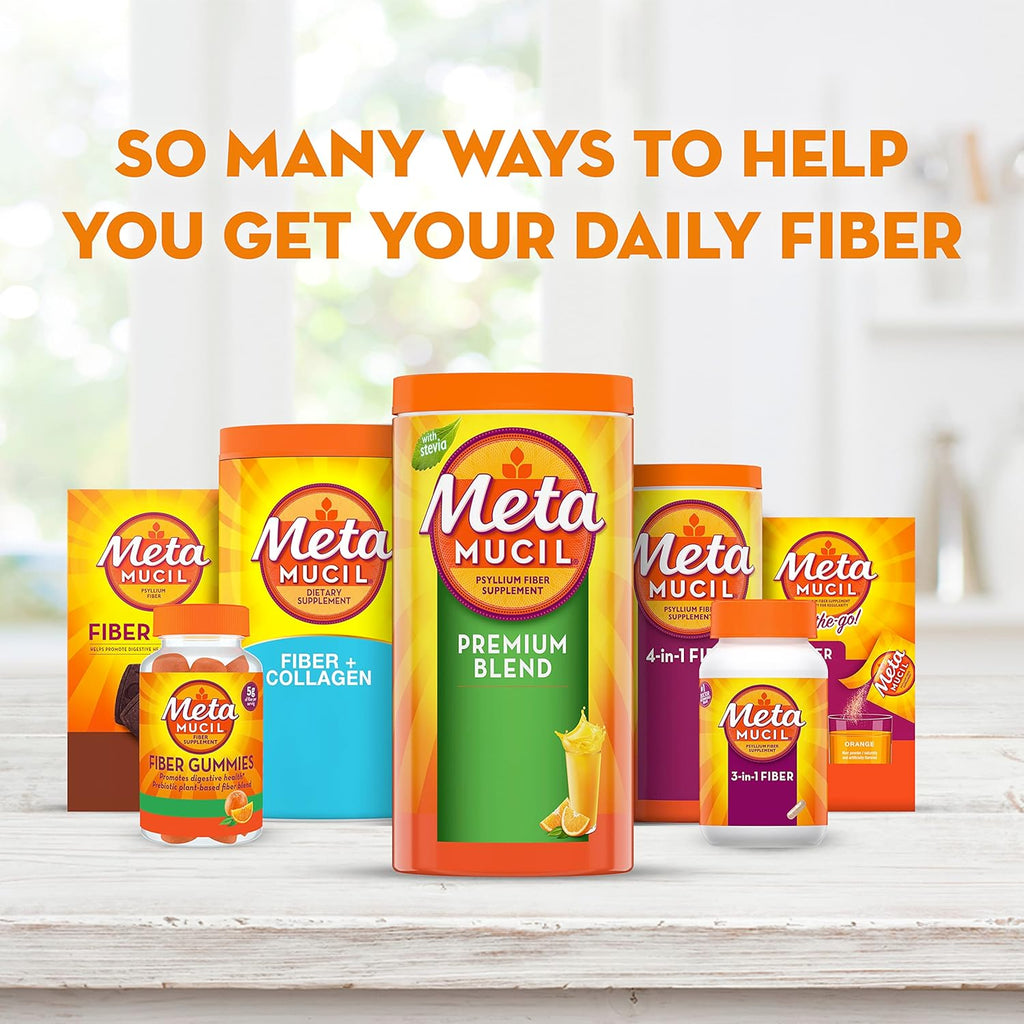 Metamucil, Psyllium Husk Fiber Supplement, 3-in-1 Fiber for Digestive Health, Plant Based, 100 Capsules (Pack of 2)