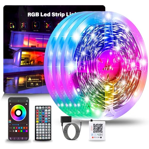 100FT LED Lights for Bedroom, RGB LED Strip Lights Music Sync Color Changing Effects, DIY Cuttable Led Light Strip with Remote and App Control Led Lights for Room Decor Aesthetic and Parties