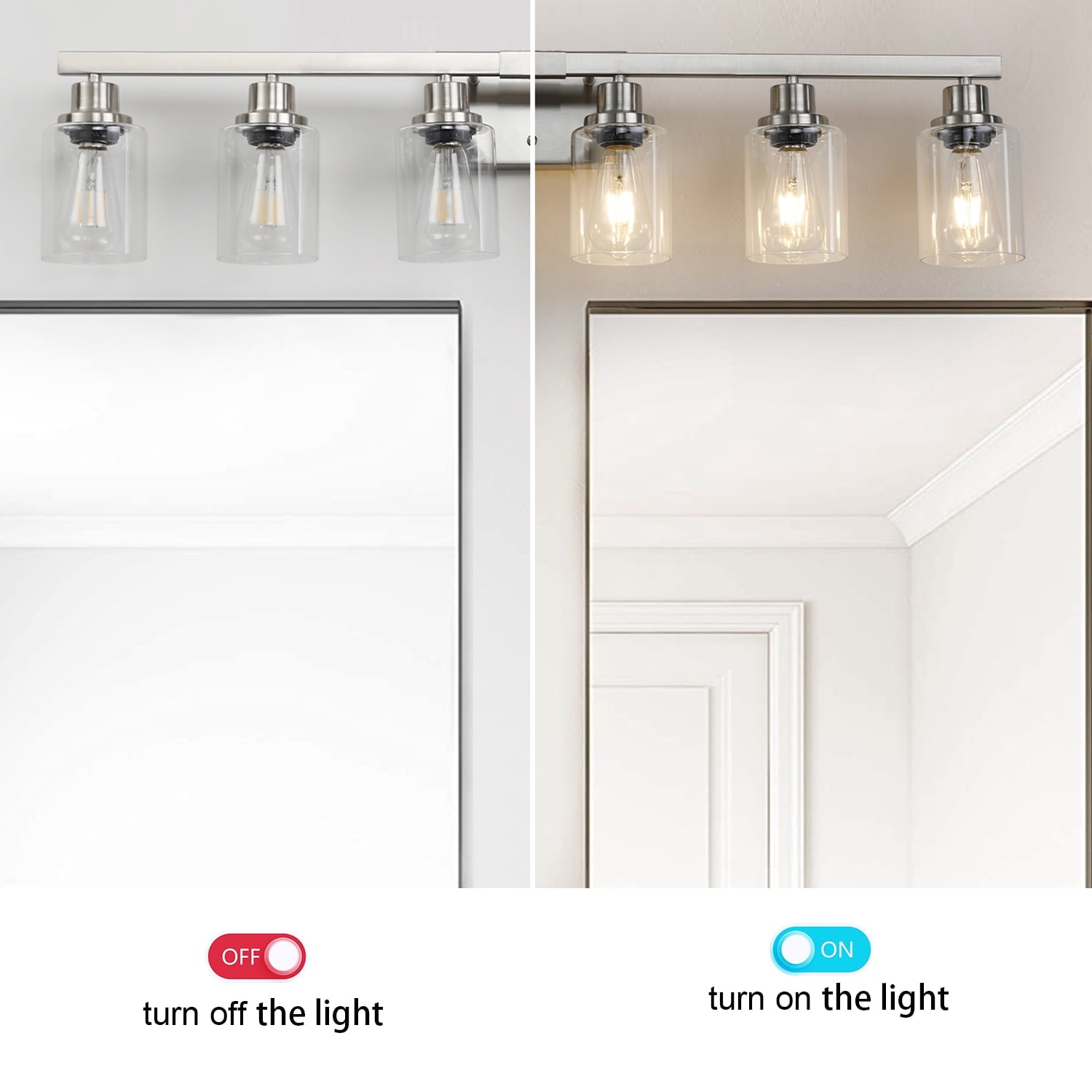 LuxDecor 6-Light Bathroom Vanity Light with Crystal Shades, Chrome Finish LED Wall Light (Bulbs Excluded)