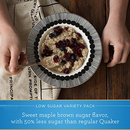 Quaker Instant Oatmeal Lower Sugar, Flavor Variety Pack, 10 Count Boxes, 11.5 Ounce, (Pack of 4)