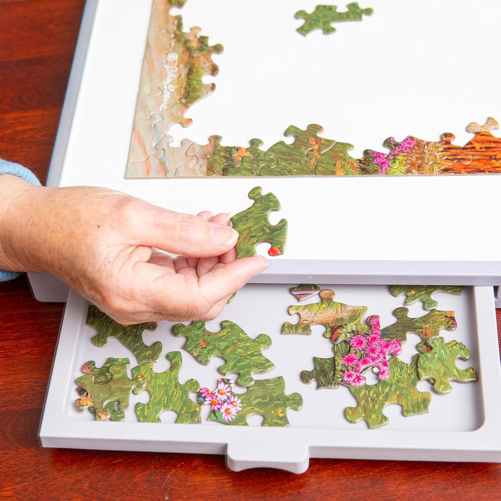 Bits and Pieces - 1500 Piece Puzzle Board with Drawers - Jumbo Pro Plateau - Lightweight Tabletop Deluxe Jigsaw Puzzle Organizer and Puzzle Storage System