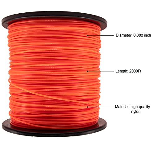 KAKO 065 Trimmer Line Round Weed Eater Line .065 Weed Wacker String .065-Inch-by-3000-ft-5lb Commercial Grade Round String Trimmer Line, Weed Eater String .065 Fits Most String Trimmer(Orange)