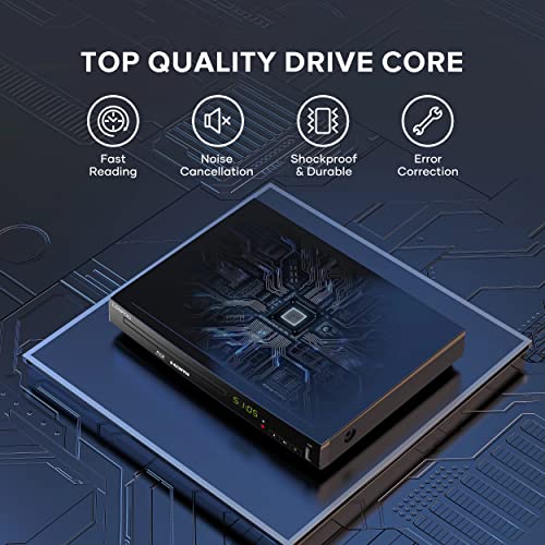 Blu Ray DVD Player,Full HD Blu-ray Disc Player with Metal Enclosure,Easy Hook Up and User Friendly, 1080P Home Theater DVD Player with HDMI Output, Support HDD and USB Playback