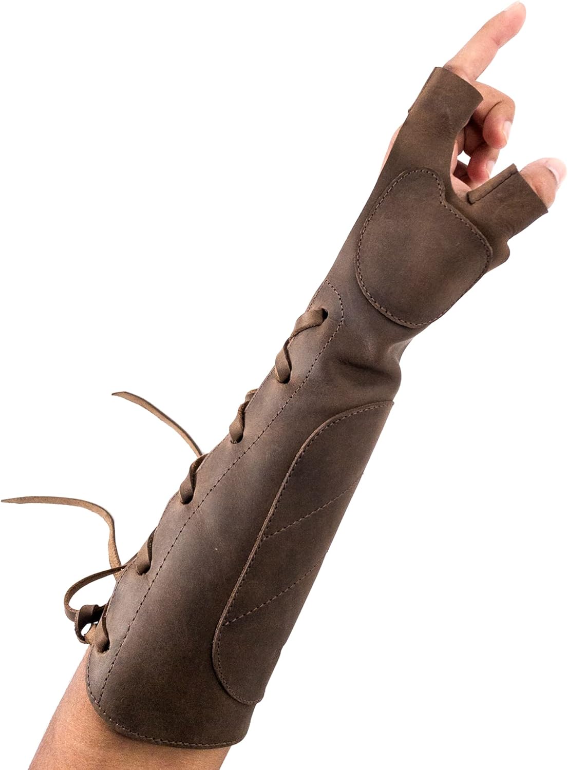 Forearm Guard for Archery Bow, Protective Wrist Arm Bracer, Archers Shooting Quiver, Handmade from Full Grain Leather, Bourbon Brown