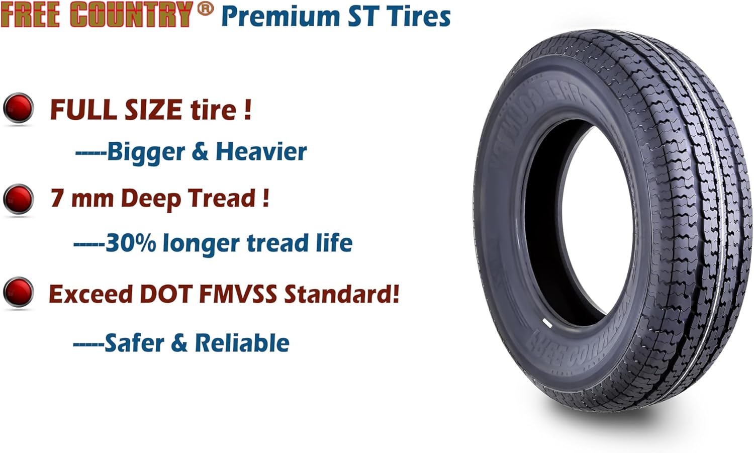 Premium Trailer Tires ST175/80R13 8PR Load Range D with Scuff Guard