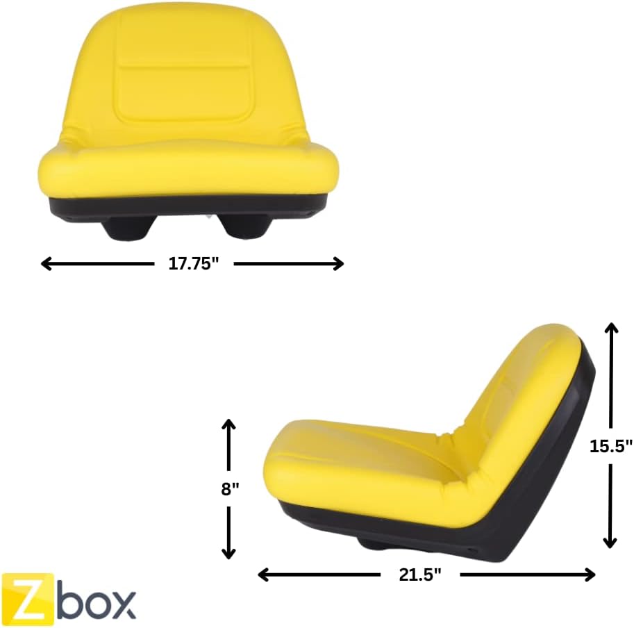 Zbox Mower Seat # GY20496 - Fits John Deere E130, G110, L100, L105, L107, L110 - Should Fit AUC11476, GY21210, GY20664 - Compatible With Some John Deere Tractor & Riding Mower Seat(Black & Yellow)