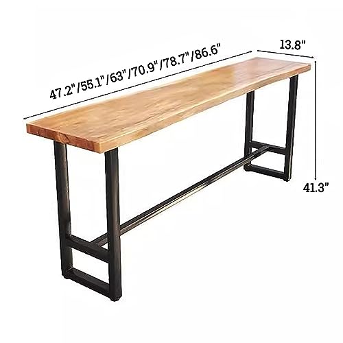 Solid Wood Bar Table,Long Narrow Dining Table Kitchen Table,Live Edge Bar Height Table Pub Tables with Footrest,Farmhouse Counter Height Table Coffee Bar Table,Only Table(55.1", Natural)