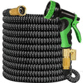 Expandable Garden Hose 100 ft, Upgraded Flexible Water Hose 100ft with 10 Function Spray Nozzle, 3/4" Leakpoof Solid Brass Fittings, Expanding Double Latex Core, Lightweight, No Kink, No Tangle