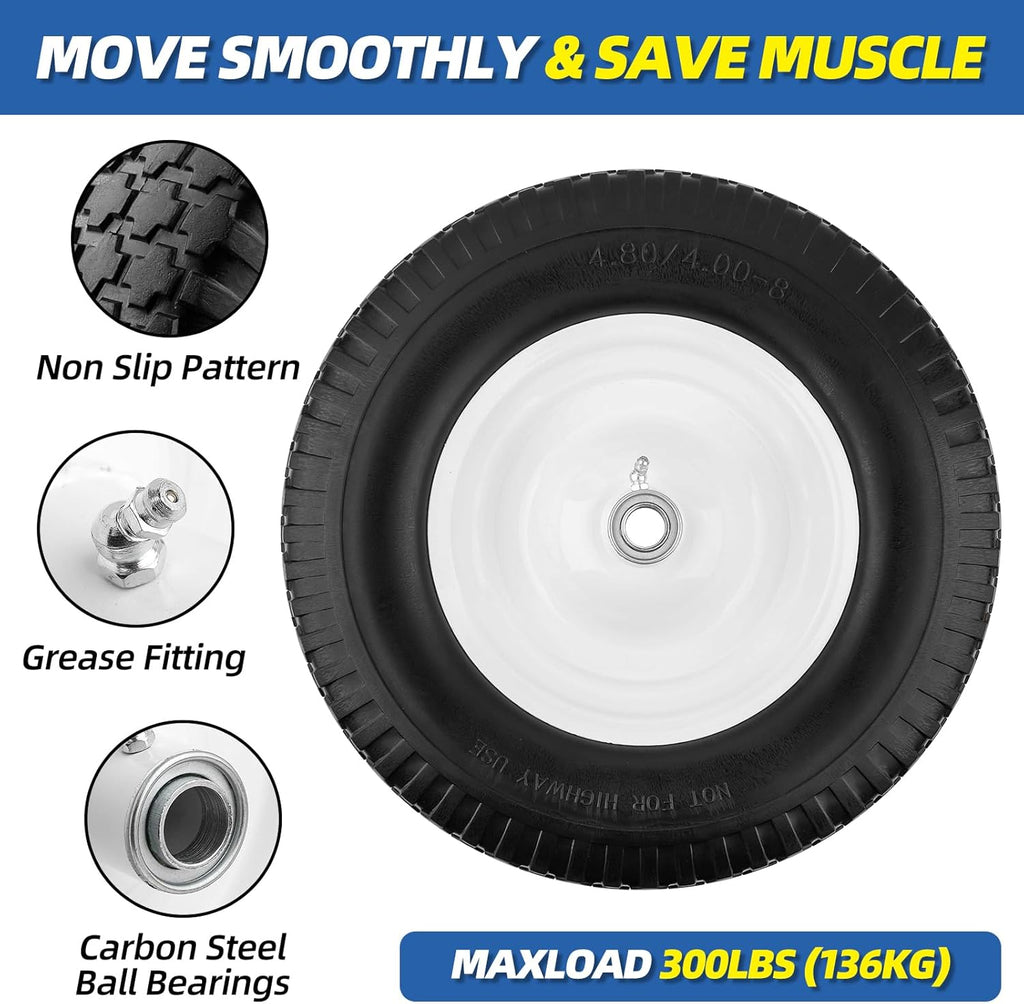 Universally Fit Flat Free Wheelbarrow Tire - NEVER HAVE A FLAT AGAIN