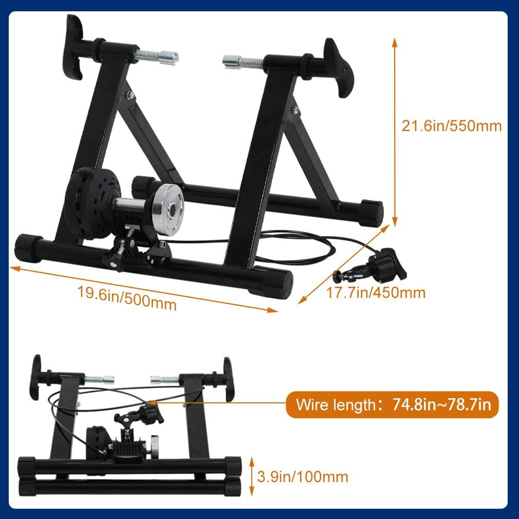 FDW Magnetic Bike Trainer Stand for Indoor Riding, Steel Bicycle Exercise Training Stand with Noise Reduction Wheel,Stationary Bike Resistance Trainer for Road & Mountain Bikes