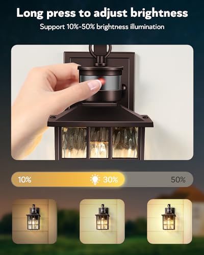VIANIS 2 Pack Motion Sensor Outdoor Lights, Oil Rubbed Bronze Dusk to Dawn Wall Lights Lantern, 100% Aluminum Coach Exterior Lights Sconce for Patio, House, ORB Front Porch Light with Waterproof