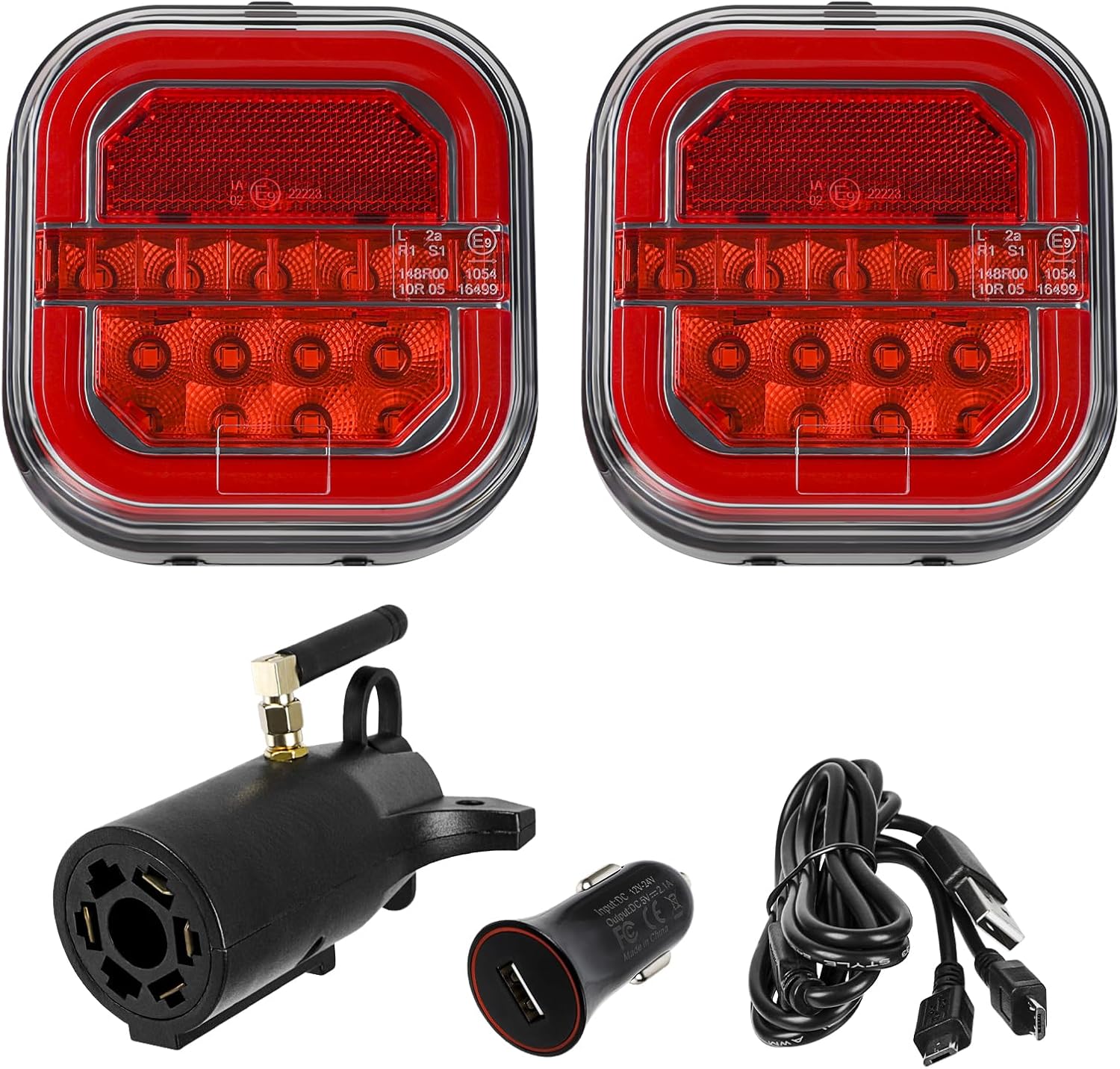 Yinaolan Magnetic Wireless LED Trailer Rear Lights Kit,Wireless Trailer Lights for Towing,2PCS Rechargeable Universal LED Tail Light Kit for Tow Truck Trailers, Caravans, Campers, RVs, Vans, Boats