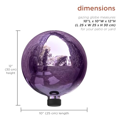 Alpine Corporation 10" Diameter Indoor/Outdoor Glass Gazing Globe Festive Yard Décor, Blue