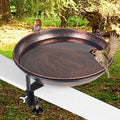 13 Inches Deck Bird Bath, Metal Bird Bath Bowl Unheated with Clamp Detachable, Bird Baths for Outdoors Railing Balcony Garden Decor