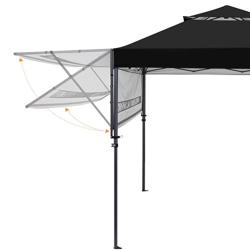 Yaheetech 10x17ft Pop Up Canopy with Awnings, 2-Tier Outdoor Canopy Tent, Heavy Duty Instant Shelter with Ventilation, Adjustable Dual Half Awnings & Wheeled Carry Bag, One-handed Set-up, Black