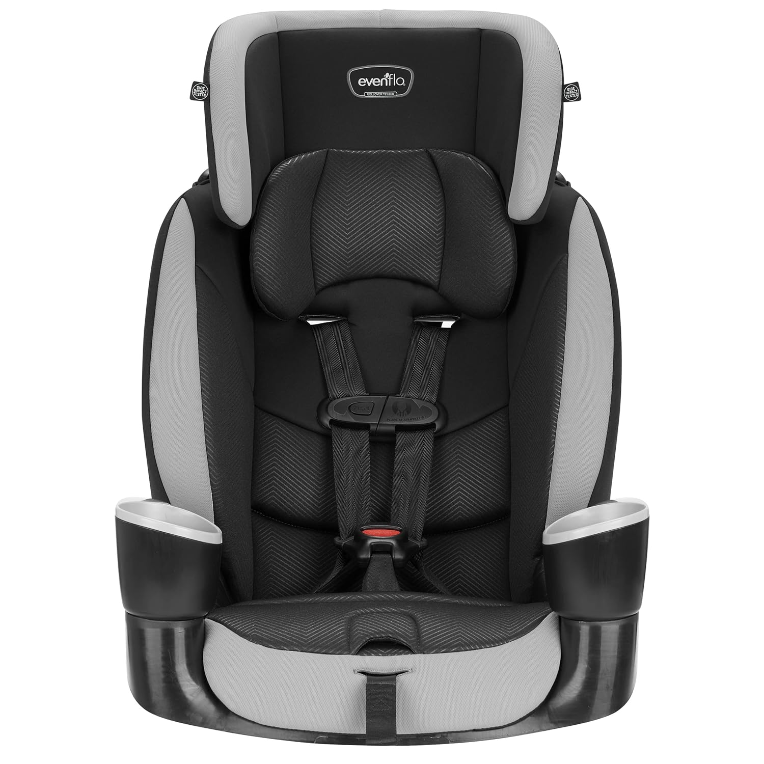 Evenflo Maestro Sport Harness Highback Booster Car Seat, 22 to 110 Lbs., Granite Gray, Polyester & GoTime LX Booster Car Seat (Chardon Black)