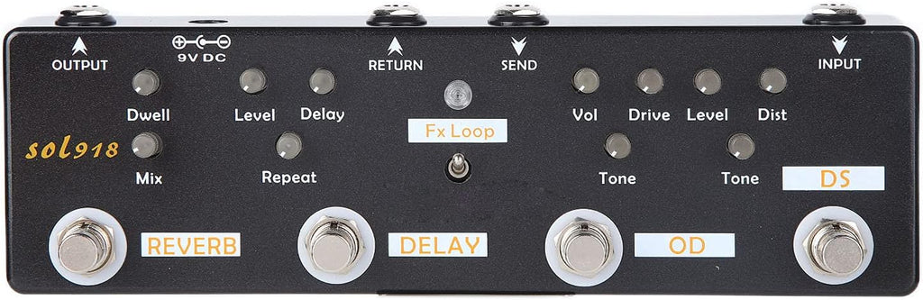 Multi Effects Guitar Pedal, 5 Mode Reverb Delay Fx LOOP Distortion Overdrive Guitar Tuning Accessories