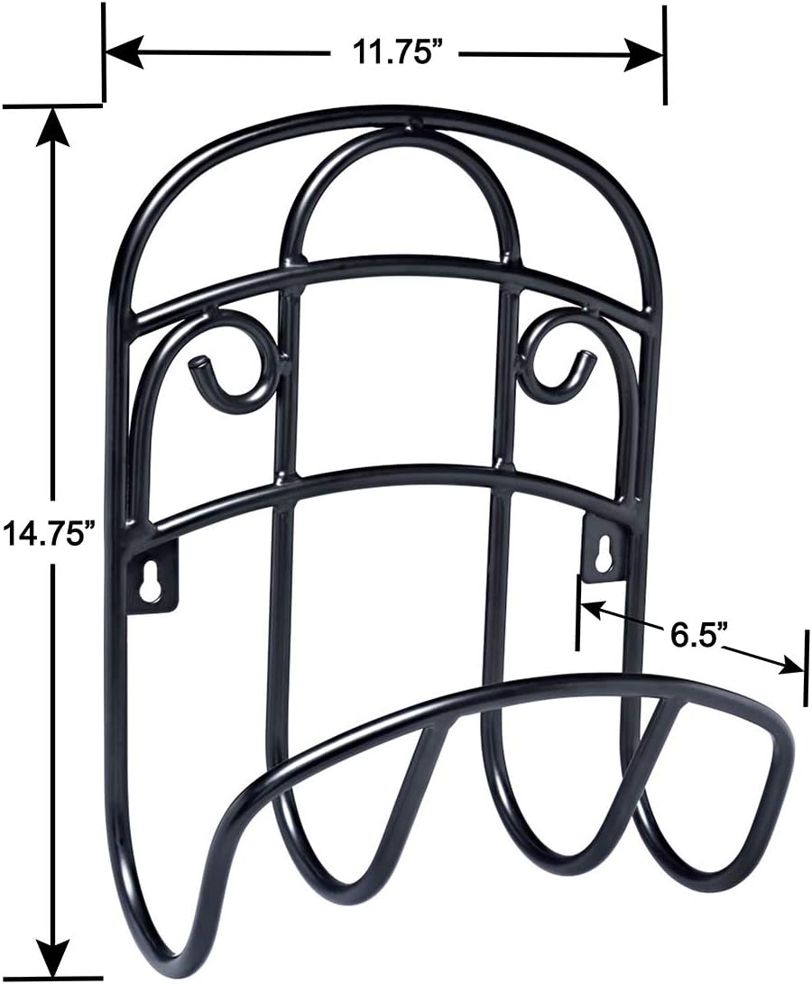 Liberty Garden Products Garden 231 Wall Mount Decorative Wire Garden Butler Hose Hanger, Holds 125-Feet of 5/8-Inch Hose - Black