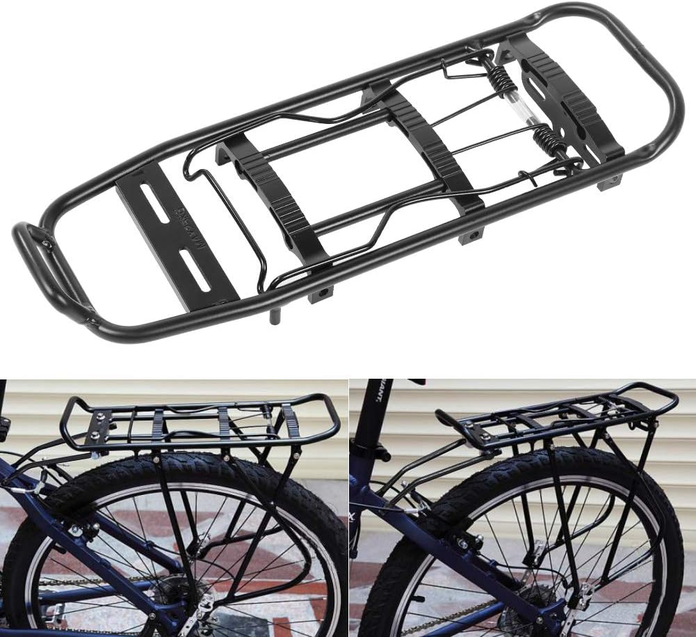 Bicycle Rear Seat Rack, Aluminum Alloy Durable Mountain Bike Cargo Rack, Bike Luggage Carrier Rack Cycling Accessory for Cycling Trip