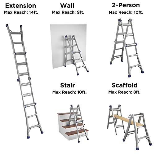 COSCO 18 ft Reach Height Aluminum Multi-Position Ladder, 300 lb. Load Capacity Type IA Duty Rating