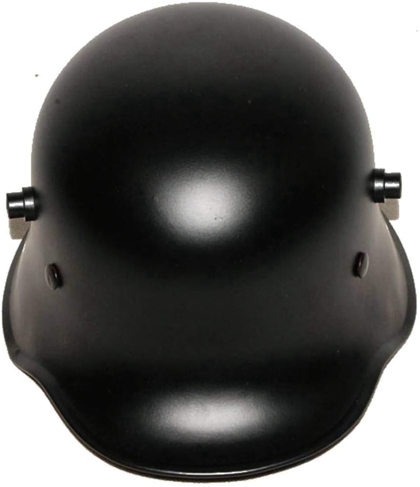 German World War I M16 M18 M1916 Helmet Replica Black with Cowhide Lining and Chin Strap, 1PK