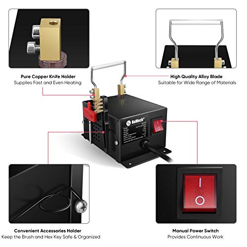 ROMECH 120W Adjustable Electric Rope Cutter, Hot Knife Thermal Blade, Bench Mount Cutting Tool Kit for Braid Fabric Webbing Belting Ribbon (120W, RM-025)