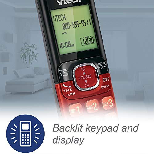 VTech CS6529-4B 4-Handset DECT 6.0 Cordless Phone with Answering System and Caller ID, Expandable up to 5 Handsets, Wall-Mountable, Blue/Green/Red/Silver