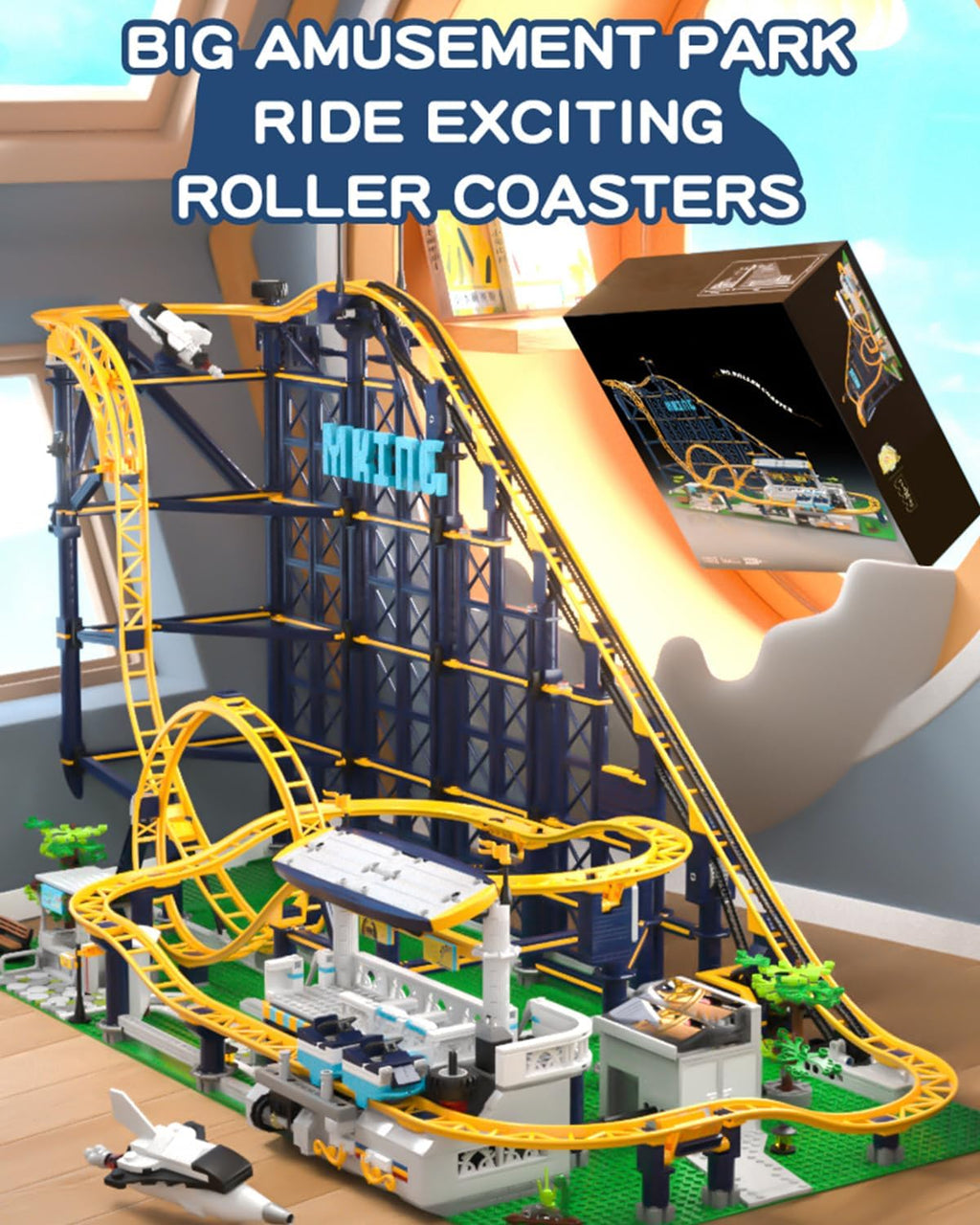 Roller Coaster Building Blocks Sets - 3238+ Pieces Electrical Amusement Park Construction Loop Coaster Track Passenger Train Blocks Toys Model with Motors - Ideal Gift for Adult