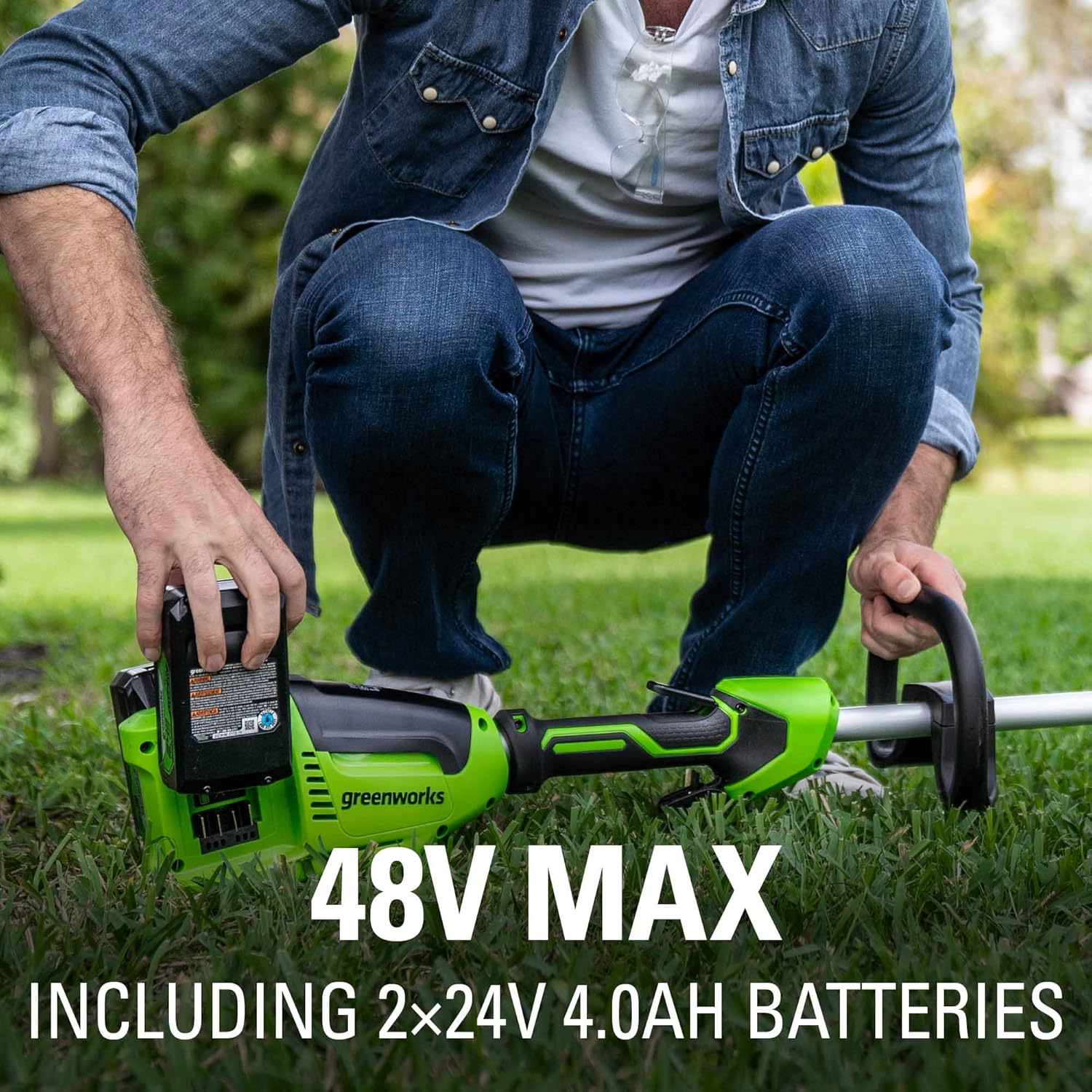 Greenworks 48V (2 x 24V) 8" Brushless Cordless Edger, (2) 4.0Ah Batteries and Dual Port Rapid Charger Included