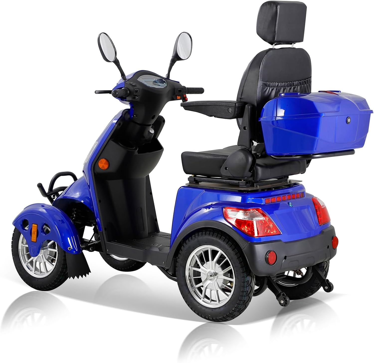 Heavy Duty 4 Wheel Mobility Scooters for Seniors & Adults 500lbs Capacity - Electric Powered Chair - 800W All Terrain Fast Mobility Scooter for Travel w/Long Range Battery Remote Key, Blue