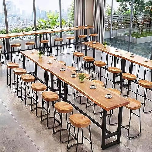 Solid Wood Bar Table,Long Narrow Dining Table Kitchen Table,Live Edge Bar Height Table Pub Tables with Footrest,Farmhouse Counter Height Table Coffee Bar Table,Only Table(55.1", Natural)