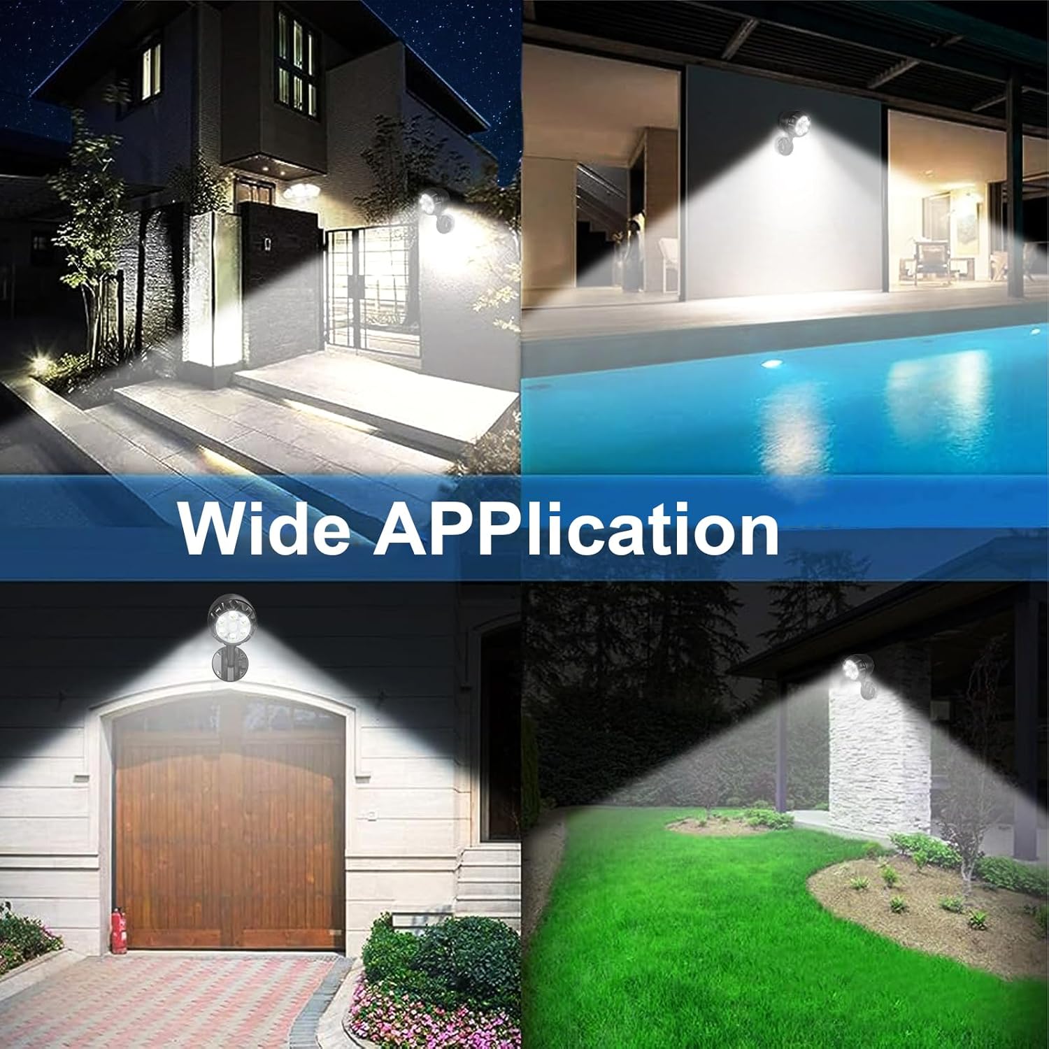 Led Motion Sensor Light Battery Operated, IP65 Waterproof Ultra Bright Motion Sensor Outdoor Spotlight Head Adjustable with 8W 600 Lumen 6000K 6LEDs for Garage Yard Porch Patio 2P