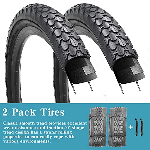 2 Pack 26" x 2.125" Inch Beach Cruiser Bike Tires with or Without Tire Levers Folding Bicycle Comfortable Replacement Tires Black Wall/White Side Wall with or Without Inner Tubes