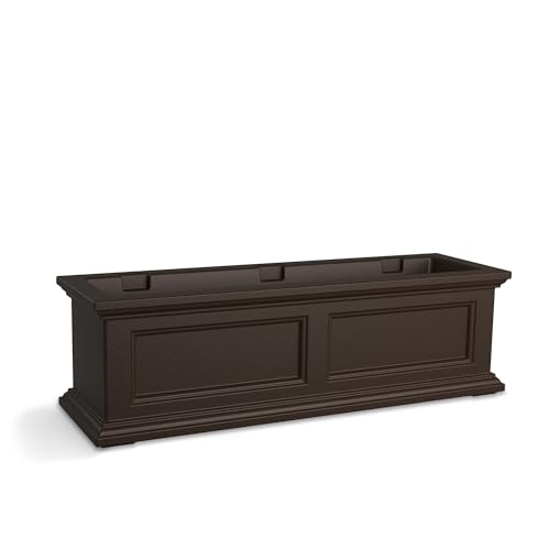 Mayne Fairfield 3ft Window Box - White - Durable Self Watering Resin Planter with Wall Mount Brackets (5822-W)