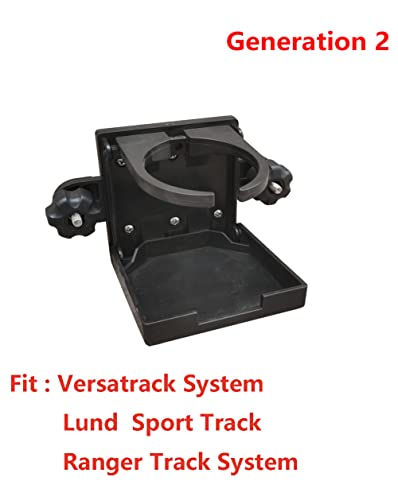 Brocraft Folding Cup Holder for Tracker Boat Versatrack System /90 Degree Lund Sport Track-Black