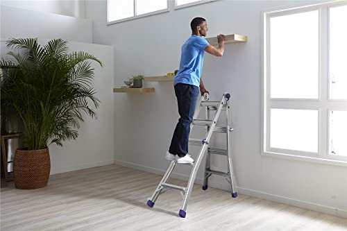 COSCO 18 ft Reach Height Aluminum Multi-Position Ladder, 300 lb. Load Capacity Type IA Duty Rating